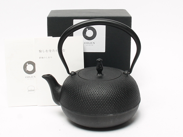 鉄瓶 未使用・証紙付南部鉄器 OIGEN 九重アラレ 1.2LH-99 南部鉄瓶 及