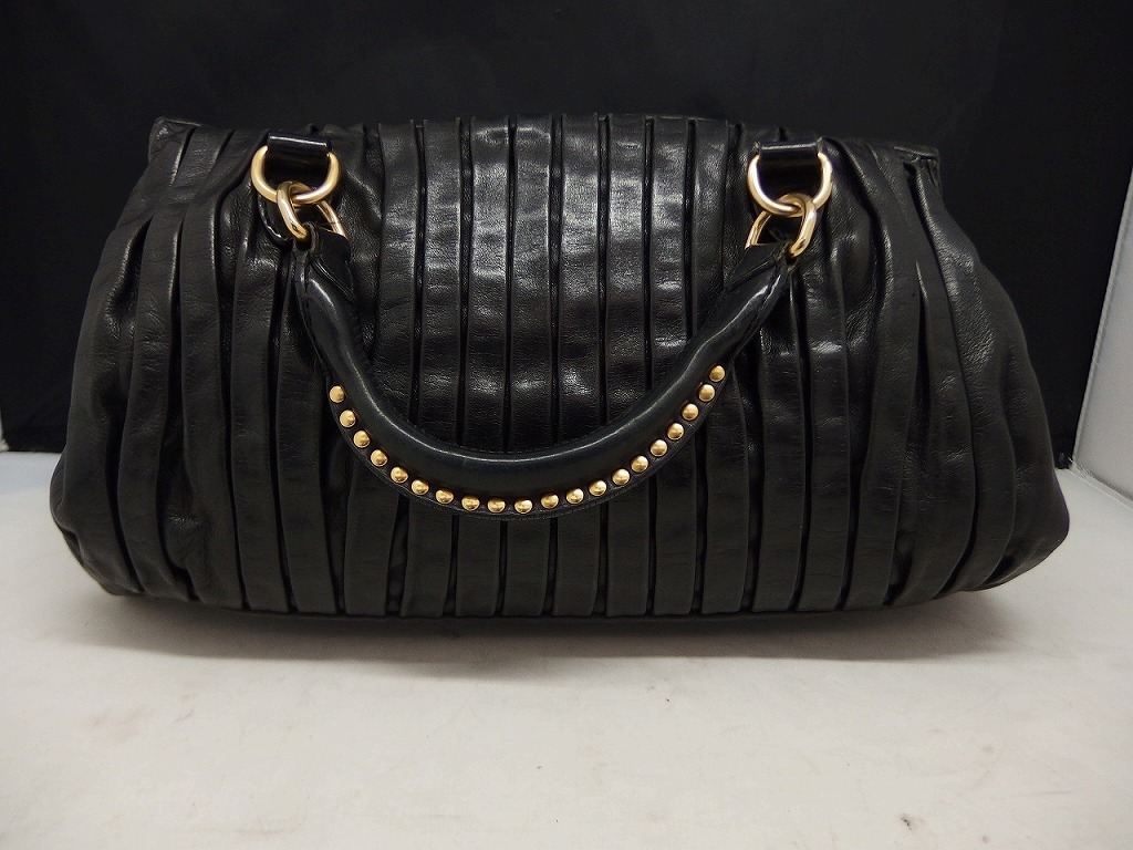 ミュウミュウ miumiu レザー ハンドバッグ ブラック