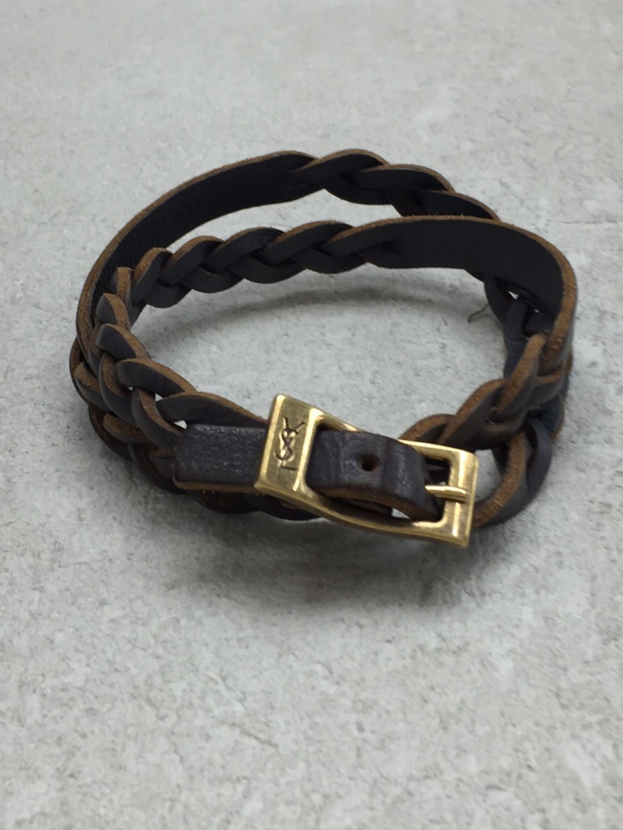 ブレスレット SAINT YSL レザーブレスレット JP ブラウン Laurent