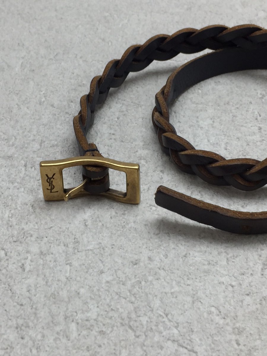 ブレスレット SAINT YSL レザーブレスレット JP ブラウン Laurent