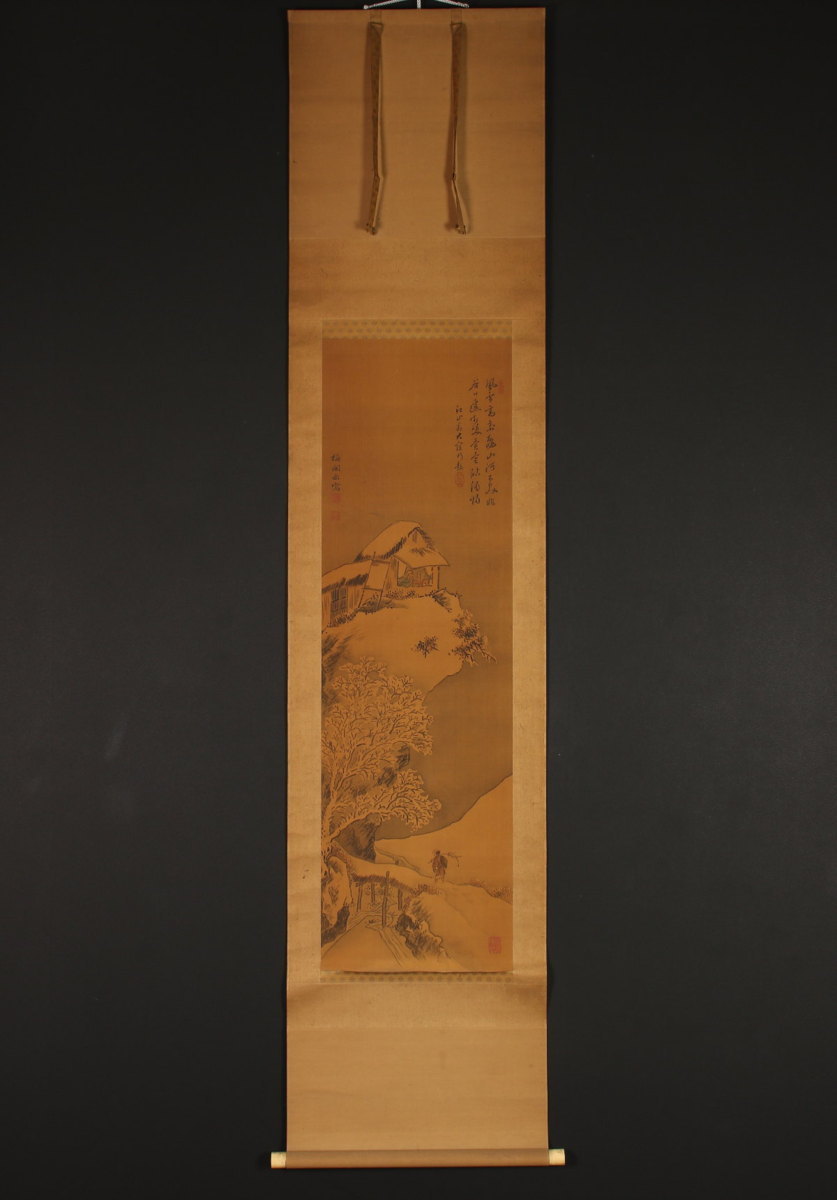 【模写】【一灯】pt6637〈菅井梅関 大窪詩仏〉雪景山水画賛 冬掛 仙台四大画家 江稼圃門下 中国 漢詩人 江戸の四詩家 茨城の人
