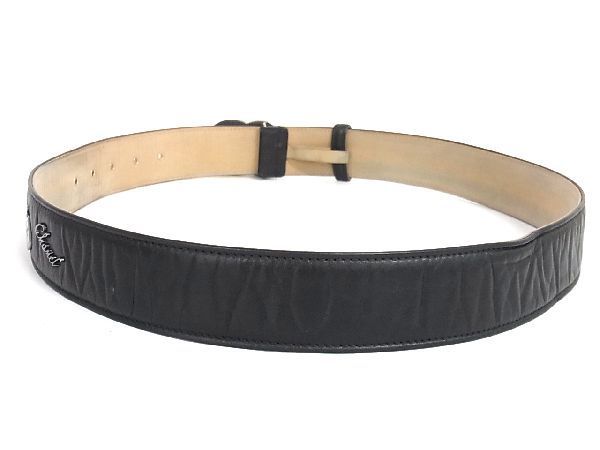 1円 CHANEL シャネル ココマーク アイコン レザー シルバー金具 85/34 