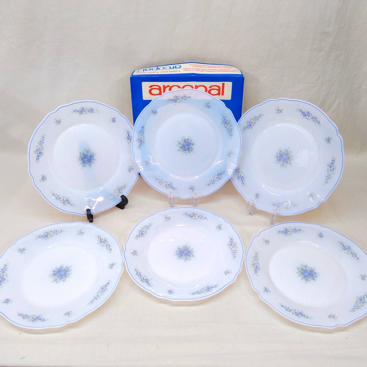 箱付] arcopal アルコパル 6 assiettes plates プレート 6枚セット 中