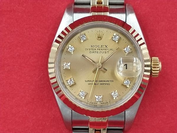OH 仕上げ済 ROLEX／デイトジャスト／10Pダイヤ／自動巻き／69173G／コンビ(本体)｜売買されたオークション情報、yahooの商品情報をアーカイブ公開 - オークファン