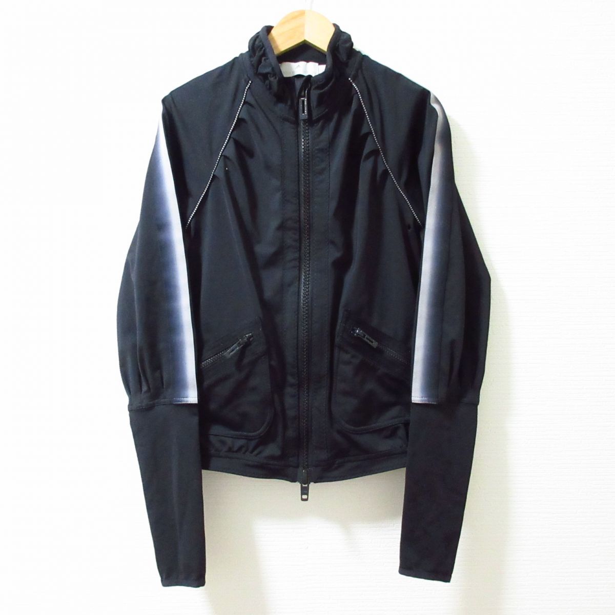 美品 adidas by Stella McCartney アディダス バイ ステラマッカートニー ストレッチ ダブルジップ トラックジャケット ジャージ 黒 XS 072