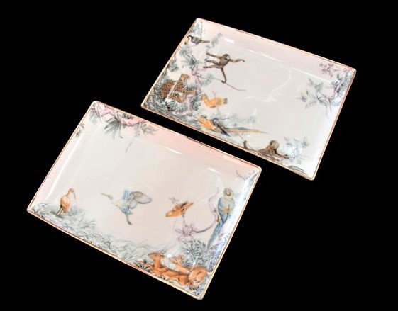 未使用保管品☆HERMES エルメス 食器 赤道直下のスケッチ スクエアプレート 2枚セット