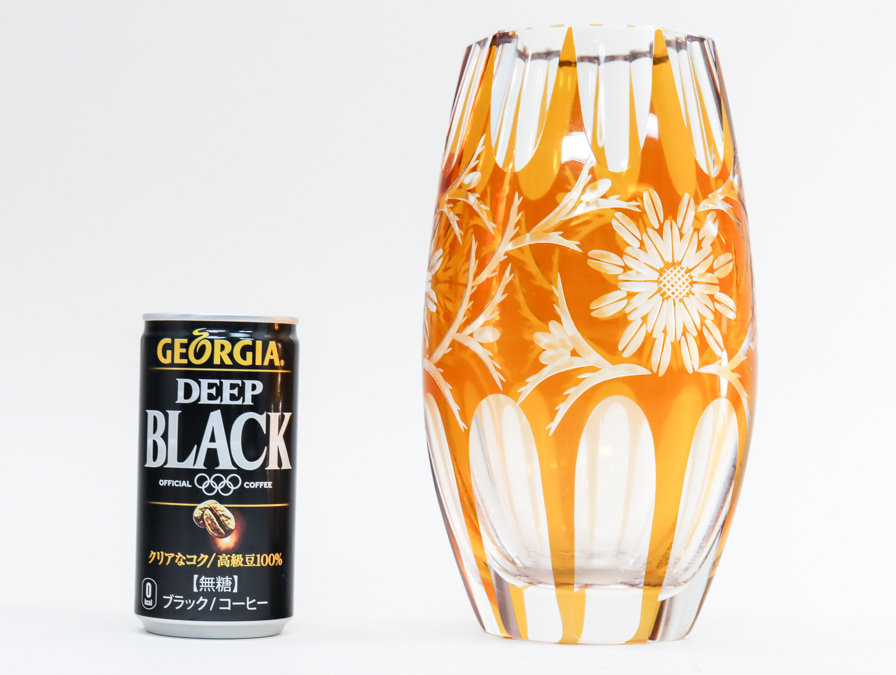 カガミクリスタル オレンジ 切子 花瓶 20cm フラワーベースの入札履歴