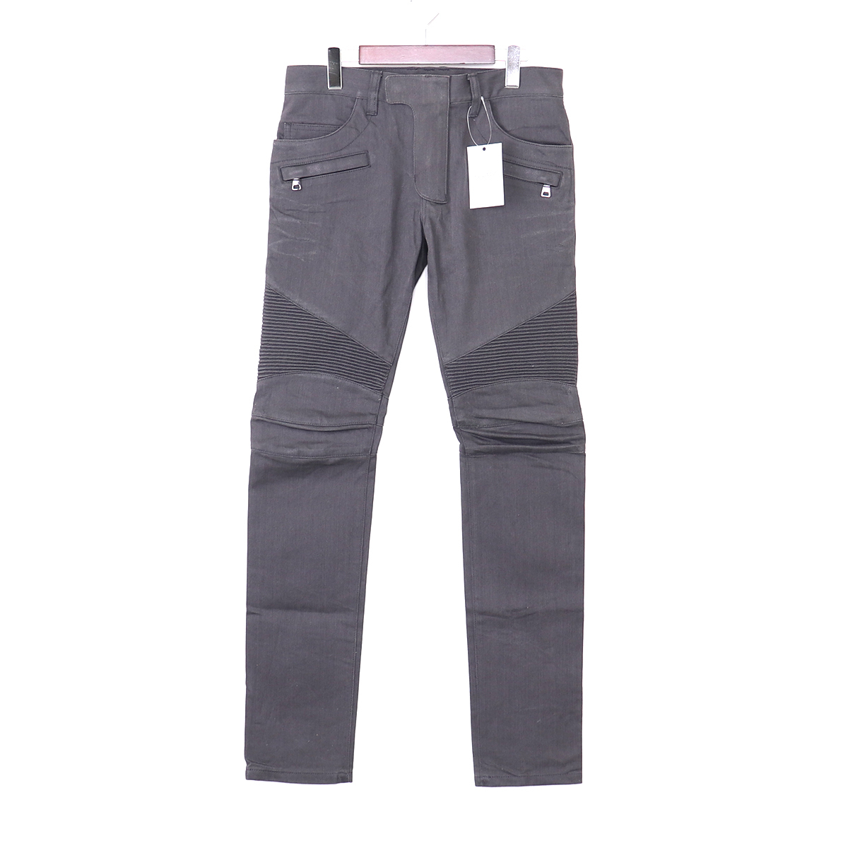 ■バルマン BALMAIN バイカーデニム スリムフィットパンツ 29■HH263 バイカー BALMAIN デニム ﾗｲﾄﾌﾞﾙｰ S7H5009J064 w80