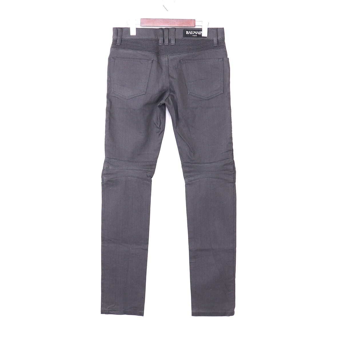 ■バルマン BALMAIN バイカーデニム スリムフィットパンツ 29■HH263 バイカー BALMAIN デニム ﾗｲﾄﾌﾞﾙｰ S7H5009J064 w80