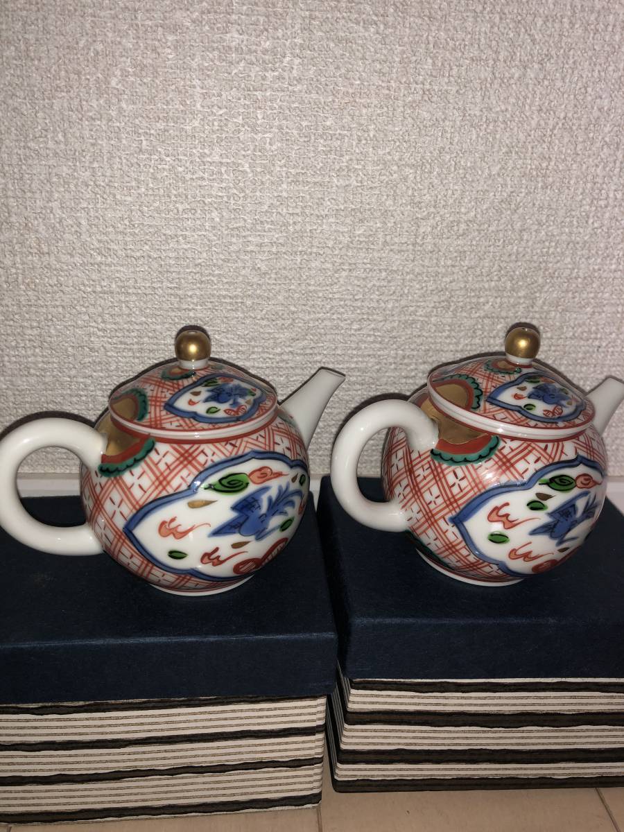 煎茶道具 京焼宝瓶急須 木箱付 京焼 煎茶道具 煎茶碗