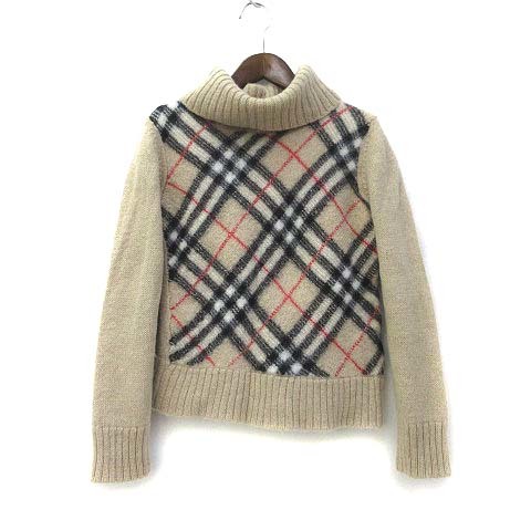 新作，格安バーバリーゴルフ BURBERRY GOLF ニット セーター L ベージュ アルパカ 長袖 チェック オフタートルネック レディース(長袖セーター)｜売買されたオークション情報、yahooの商品情報をアーカイブ 女性用
