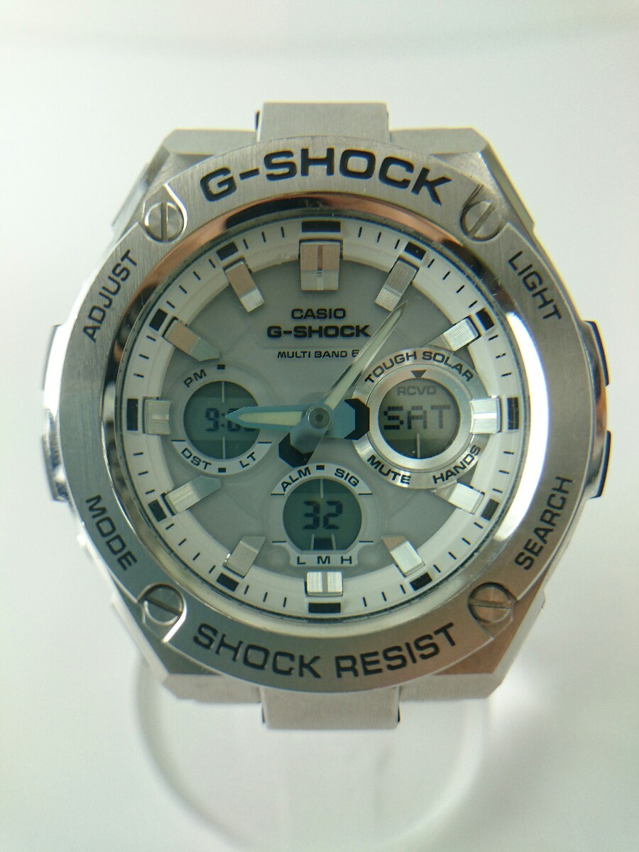 CASIO◆ソーラー腕時計/デジアナ/ステンレス/GST-W110D-7AJF/g-steel/gスチール/箱有/G-SHOCK 電波 G-STEEL