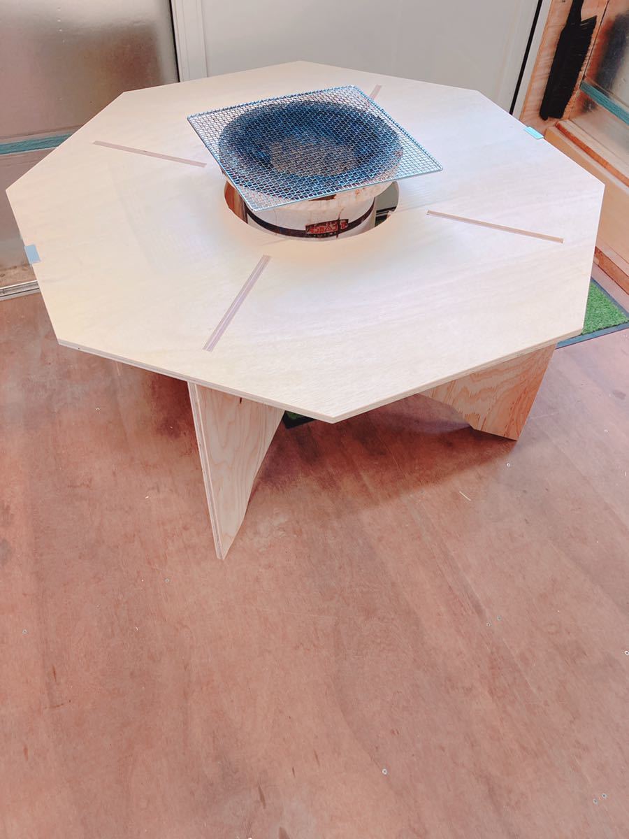 YAMAGOMORY 八卓 アウトドアテーブル 木製 折り畳み 七輪テーブル 七輪