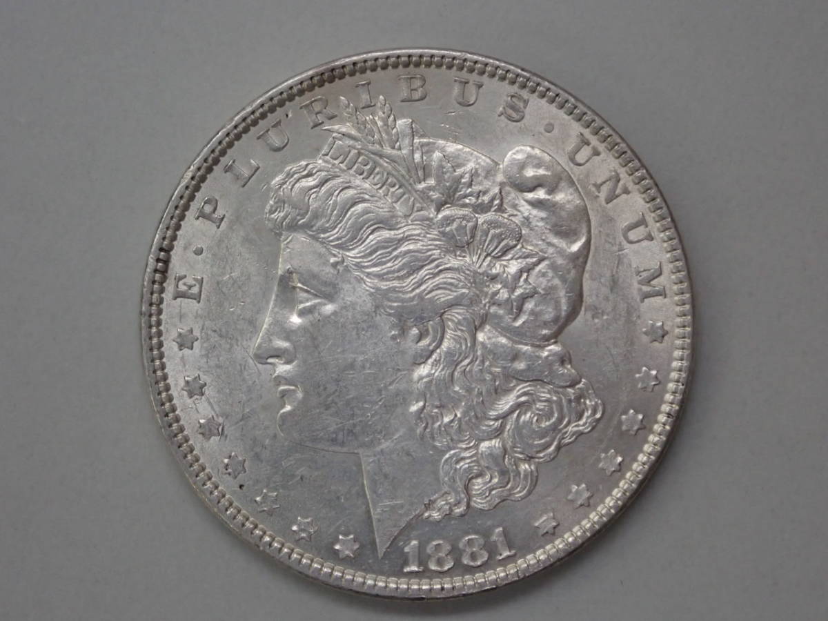 1881年 モルガン・ダラー 銀貨　査定済み 銀-5； アメリカ 1881年銘 モーガンダラー銀貨 シルバーダラー 実測 重