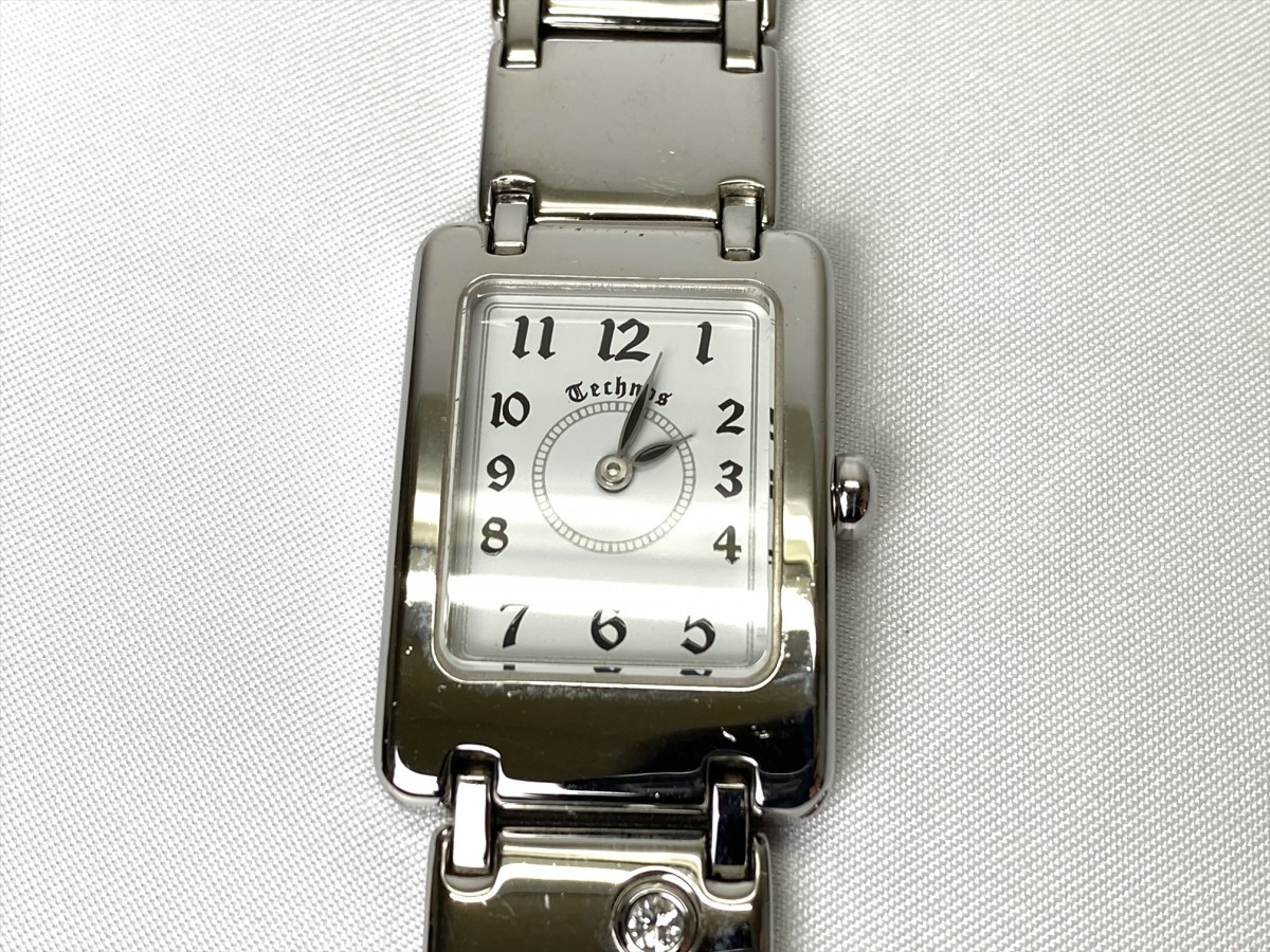 TECHNOS テクノス 178011.53 silver SV925 クオーツ 腕時計 稼働品 現状品 A890(1034)