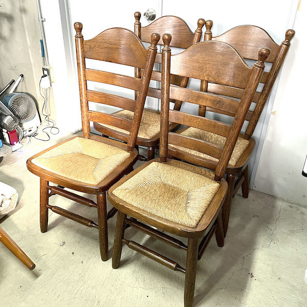 アンティークチェア 4脚セット ダイニングチェア ラタン 椅子