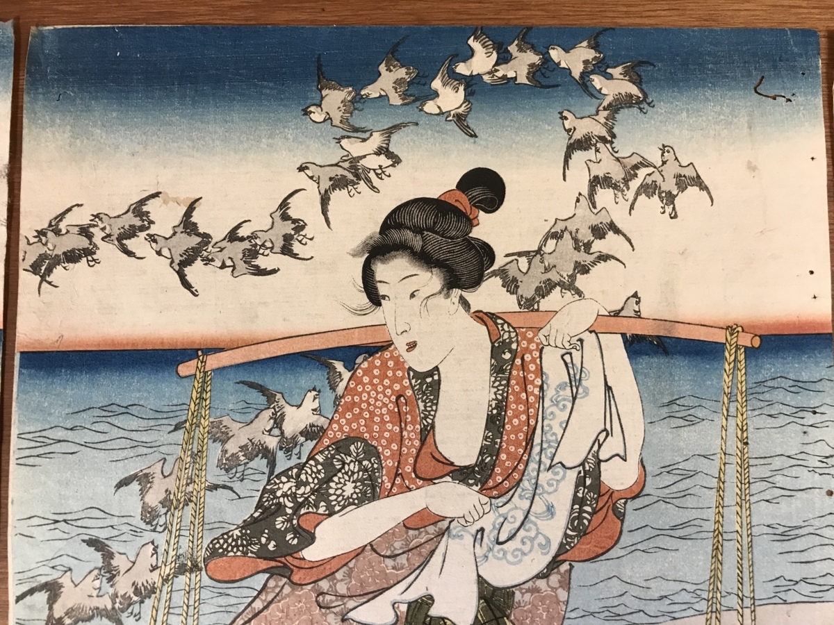 □送料無料□ 歌川国芳 一勇斎国芳 陸奥国千鳥のたま川 江戸時代