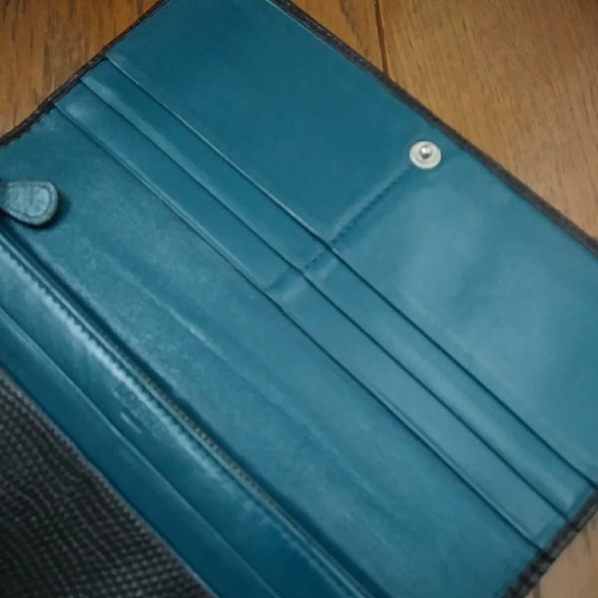 極美品 ロエベLOEWEアナグラム二つ折り長財布フラップ式 リザード高級 