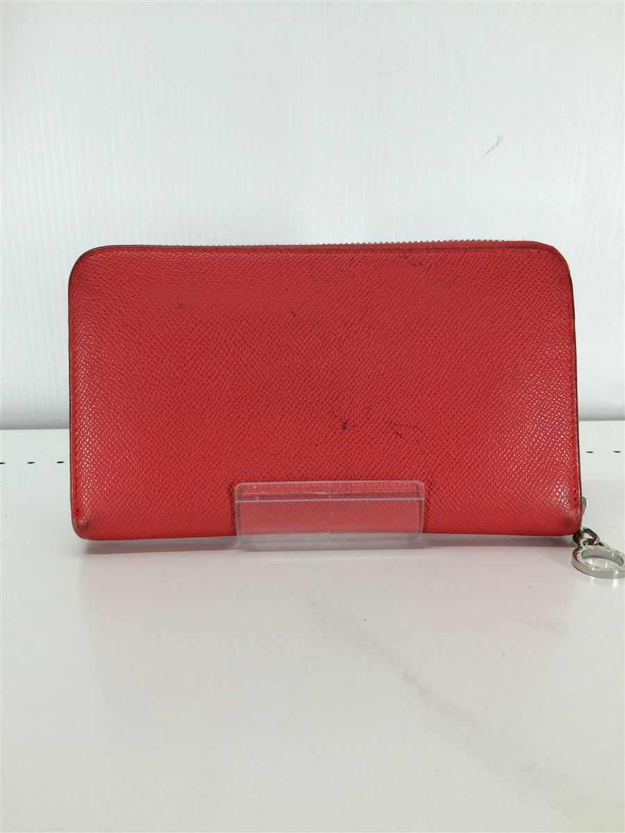BVLGARI◇長財布/レザー/RED/ラウンドファスナー ブルガリ 長財布