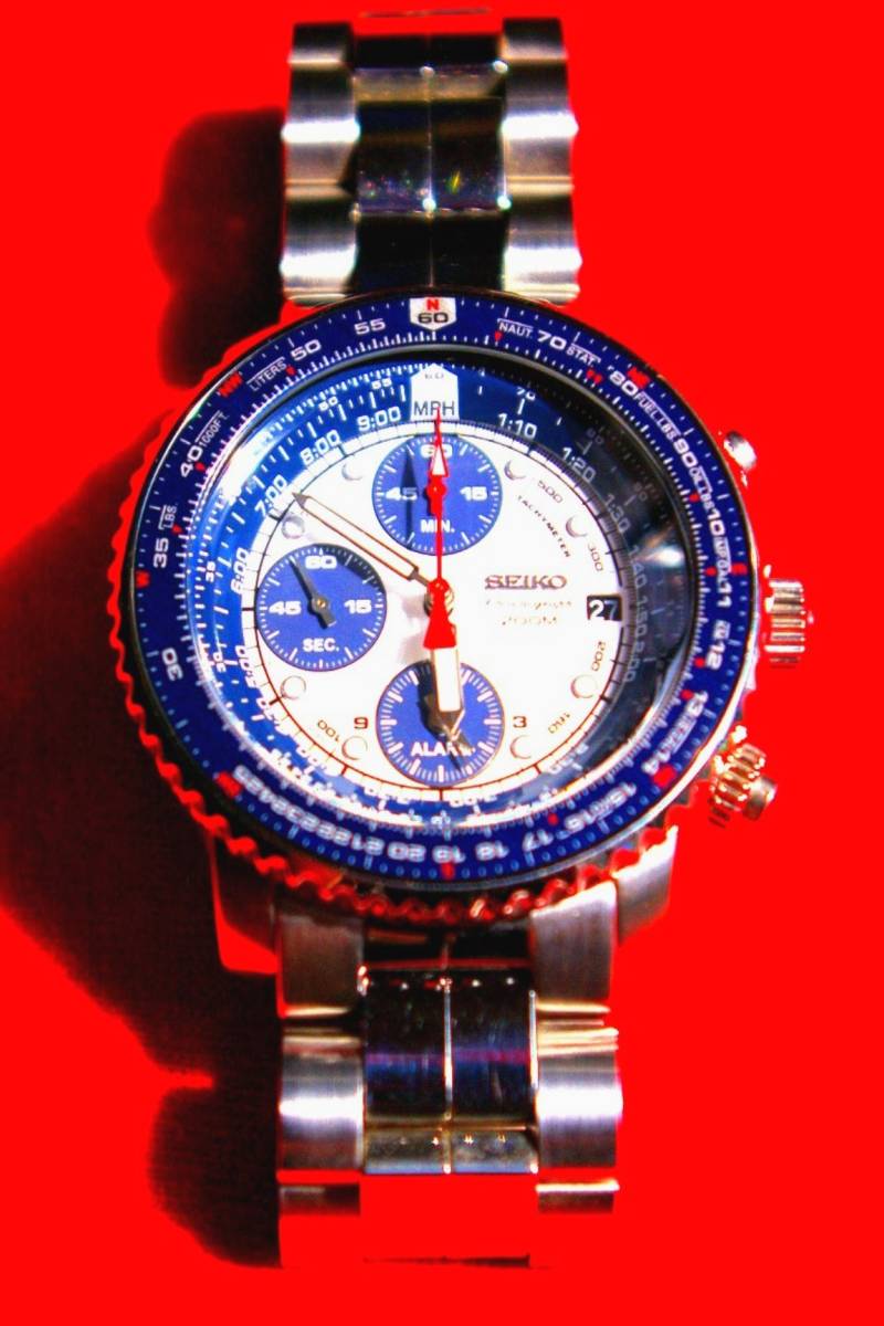 Rare!! 廃盤品 SEIKO セイコー パイロットアラームクロノグラフ 