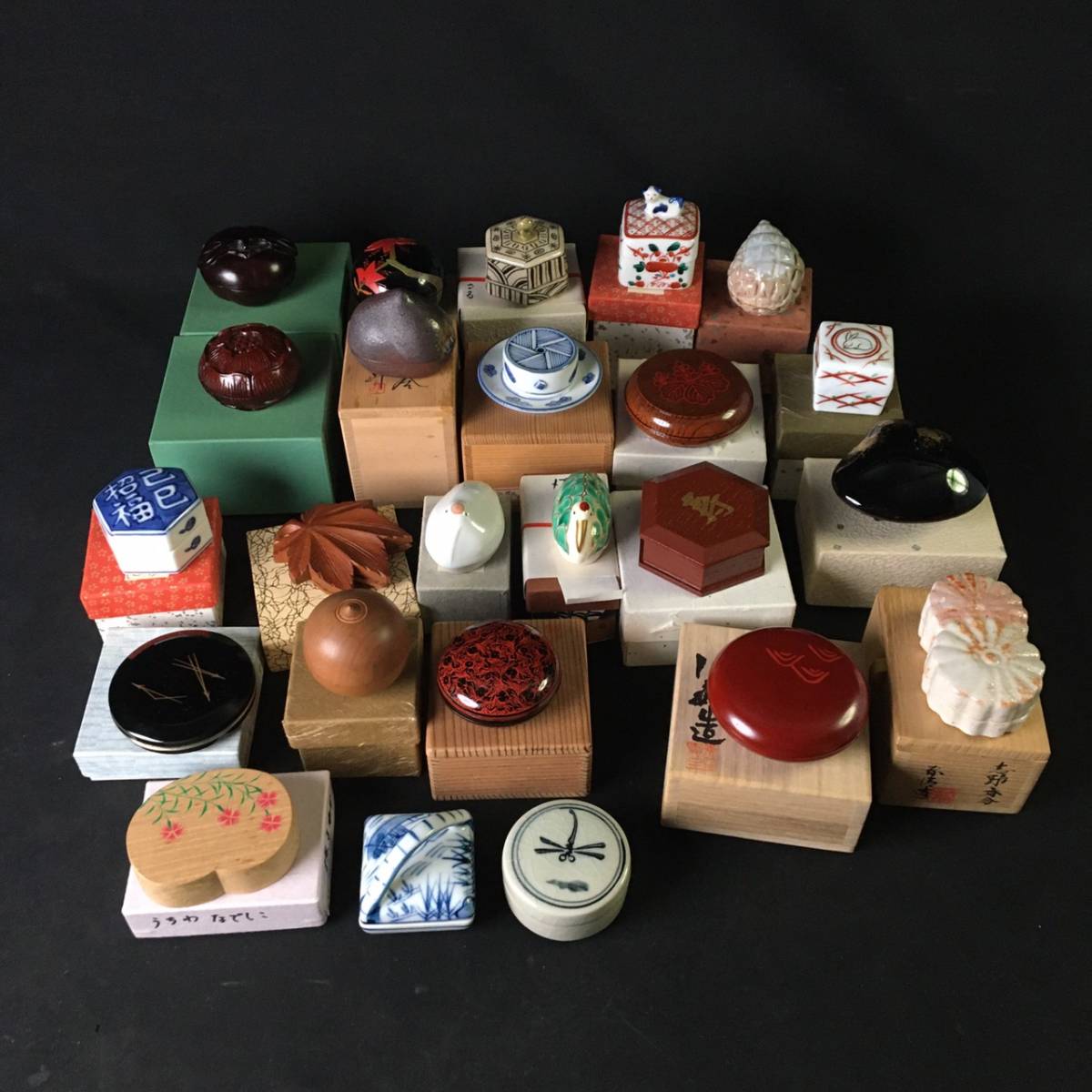 EJ0918-54-22 茶道具 香合 棗 漆塗 焼物 まとめ 100サイズ 茶道具 棗 中棗