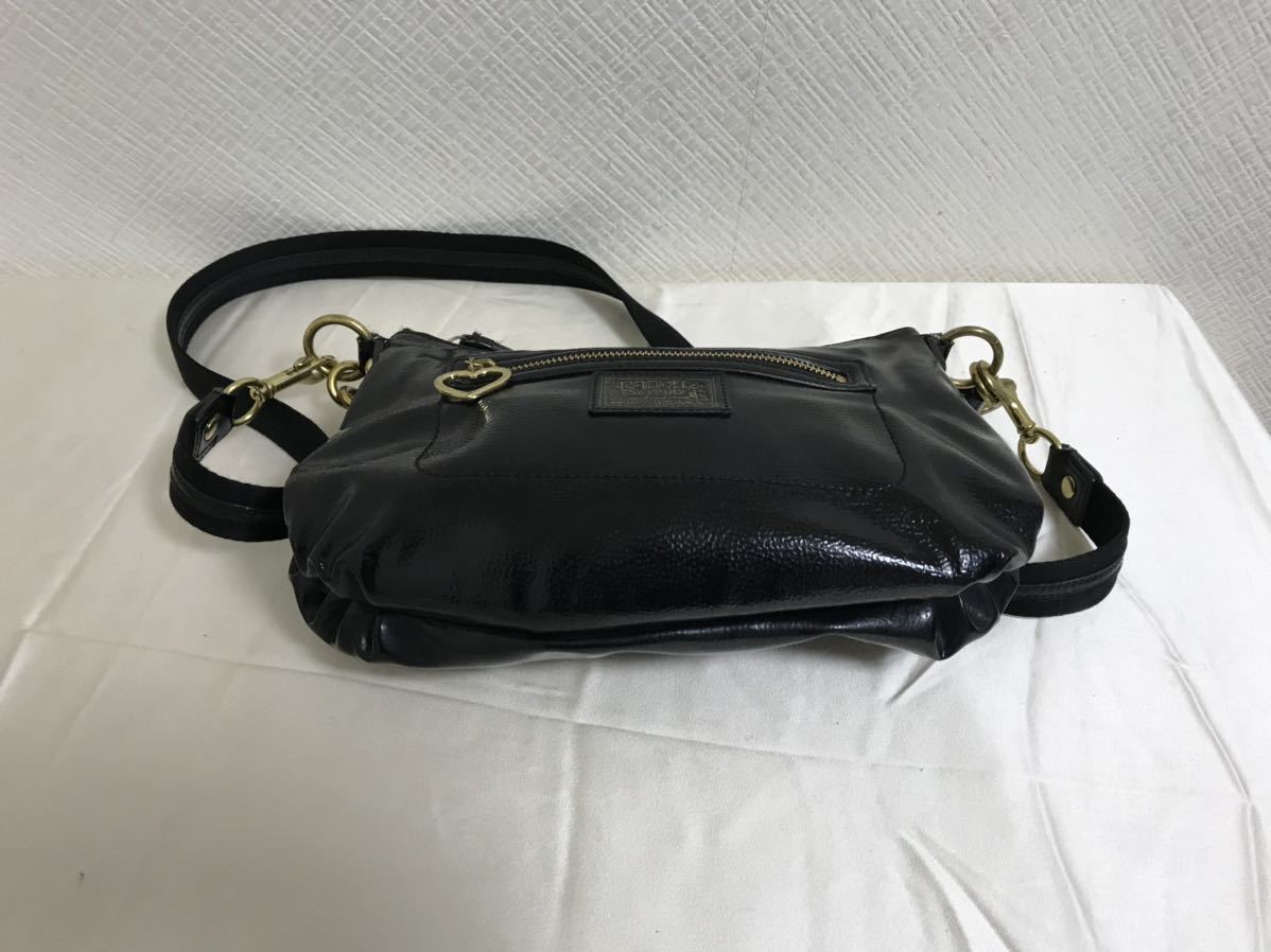 コーチ ポピー エナメル 2way ショルダー トートバッグ ブラック ロゴ