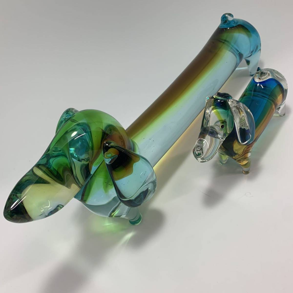 Multi Glass マルティグラス ガラス ダックスフント2匹 親子セット