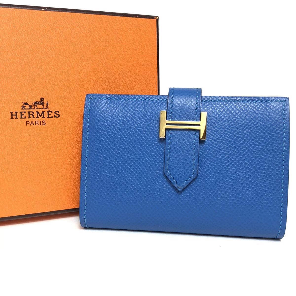 未使用保管品】HERMES エルメス べアン 名刺入れ カードケース ブルー 