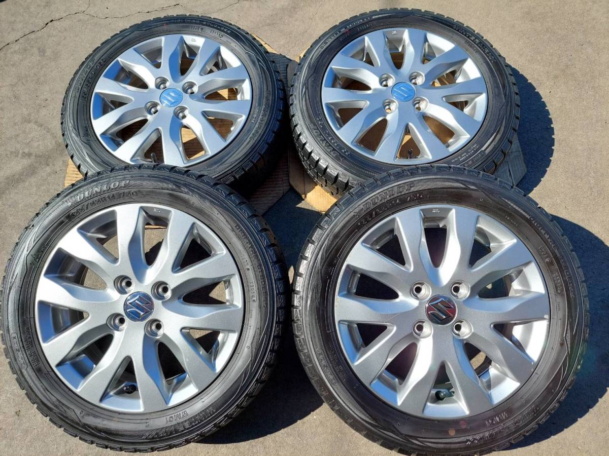 スズキ ワゴンR純正 スタッドレスセット 4.5J-14インチ ET45 100-4H ウィンターマックス 155/65R14 2014年製 スペーシア，MRワゴン
