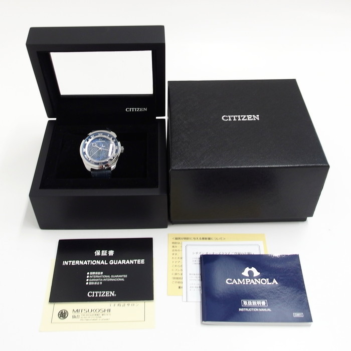 CITIZEN CTV57-1231 4398-T015425 カンパノラ コスモサイン 腕時計 ステンレス/クロコダイル クオーツ 青文字盤 メンズ CTV57-1231 カンパノラ シチズン Stainless Steel ○Citizen