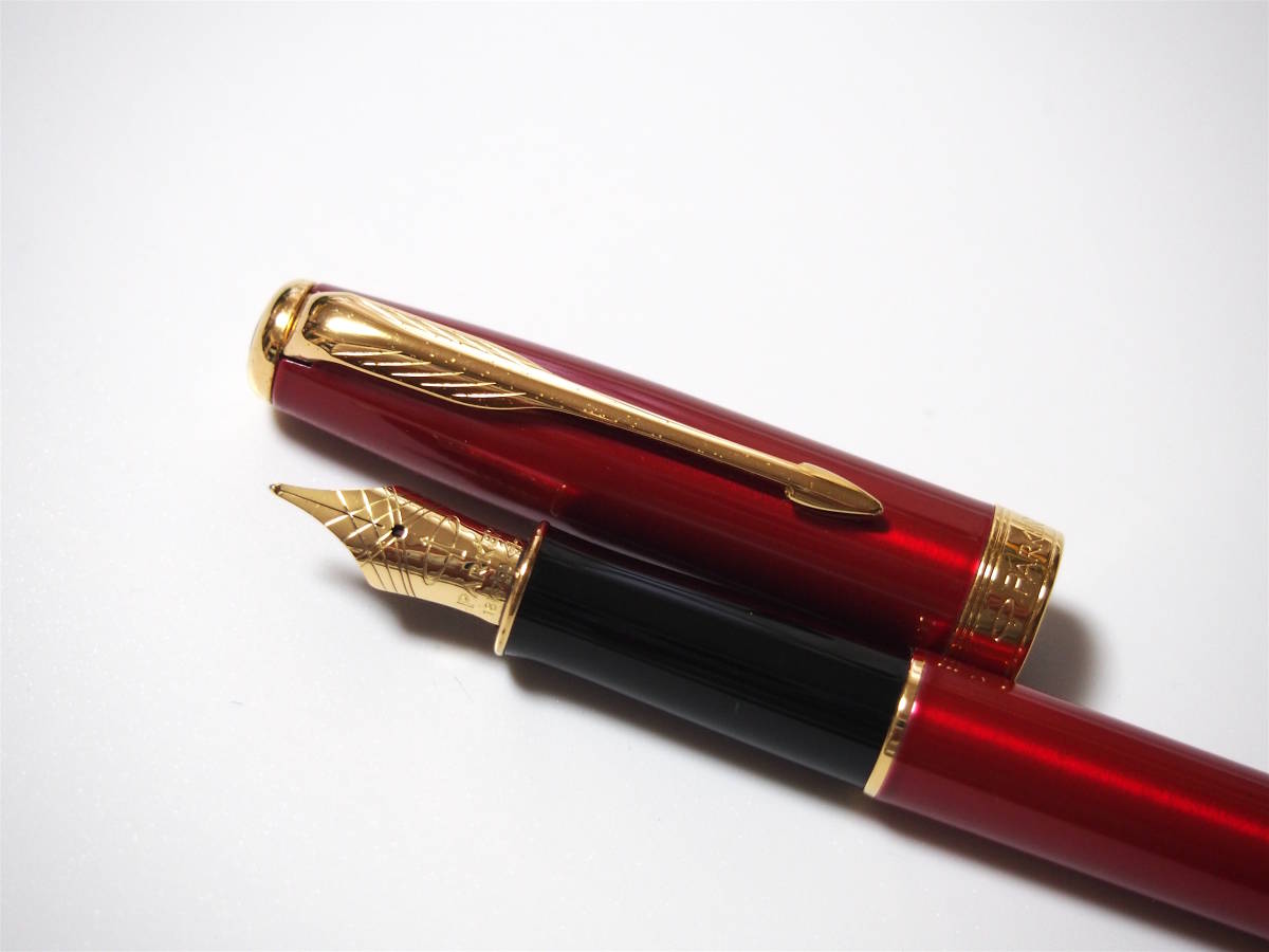 Sonnet Parker Pen Red Fountain Ballpoint | with Gold Trim in