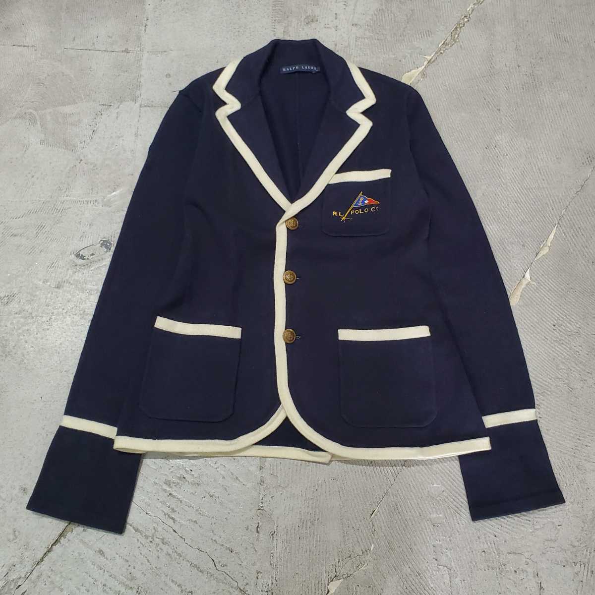 RALPH LAUREN ラルフローレン ロゴ刺繍 パイピング 風 ニット