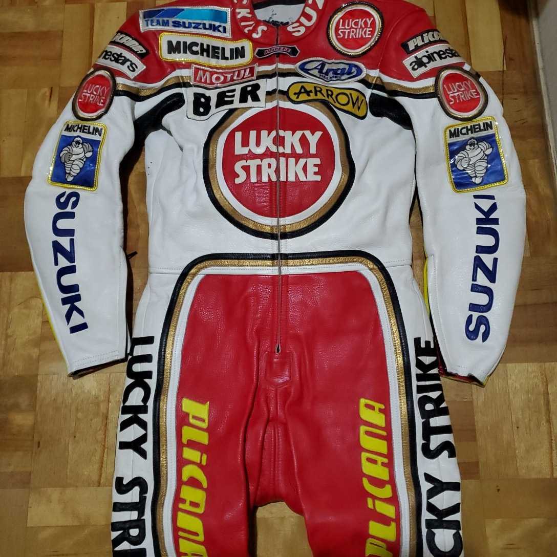 バイク LUCKY STRIKE 革ツナギ LLサイズ YAMAHA ラッキーストライク