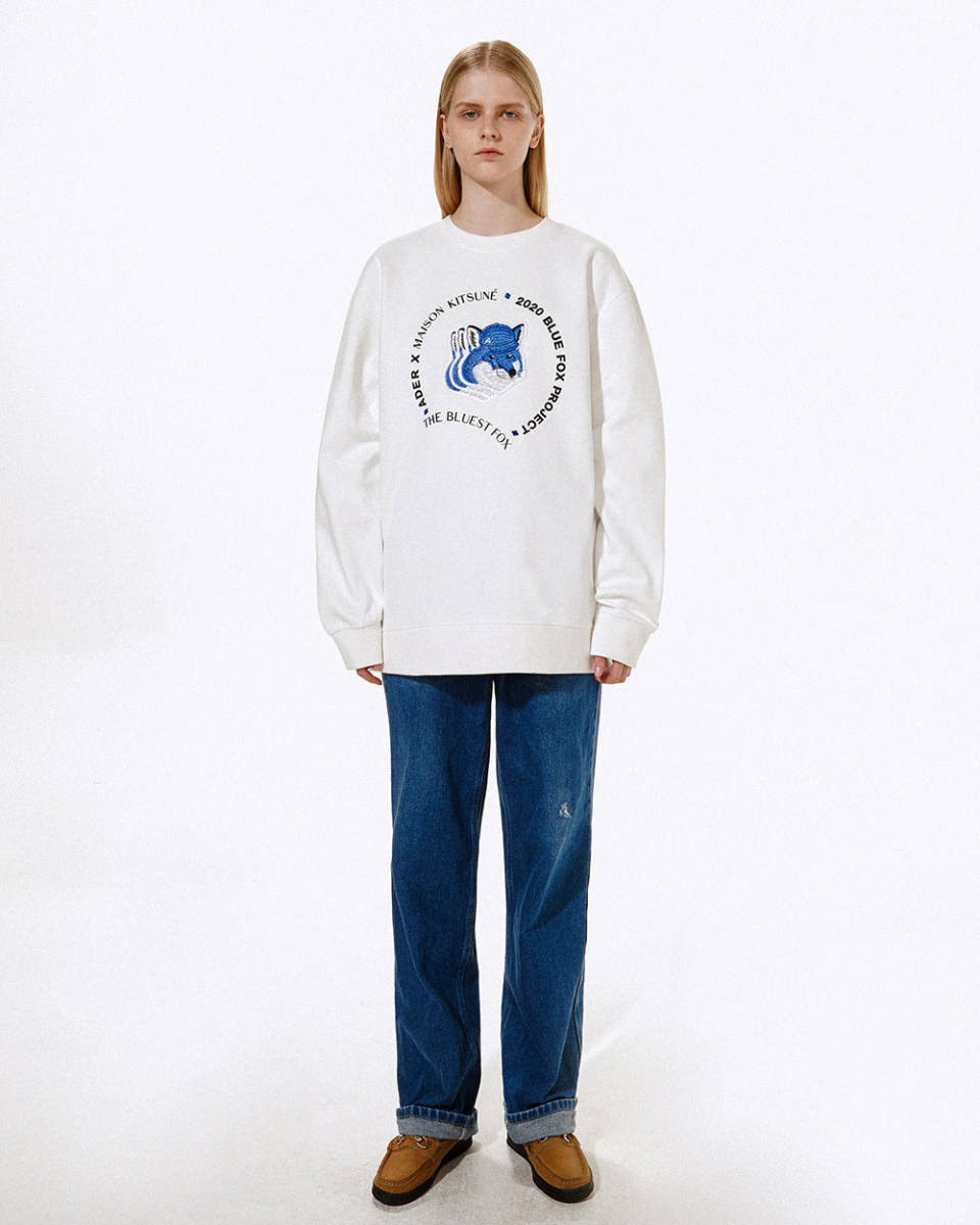ADER ERROR×MAISON KITSUNE□Triple fox head sweatshirt White白 A2