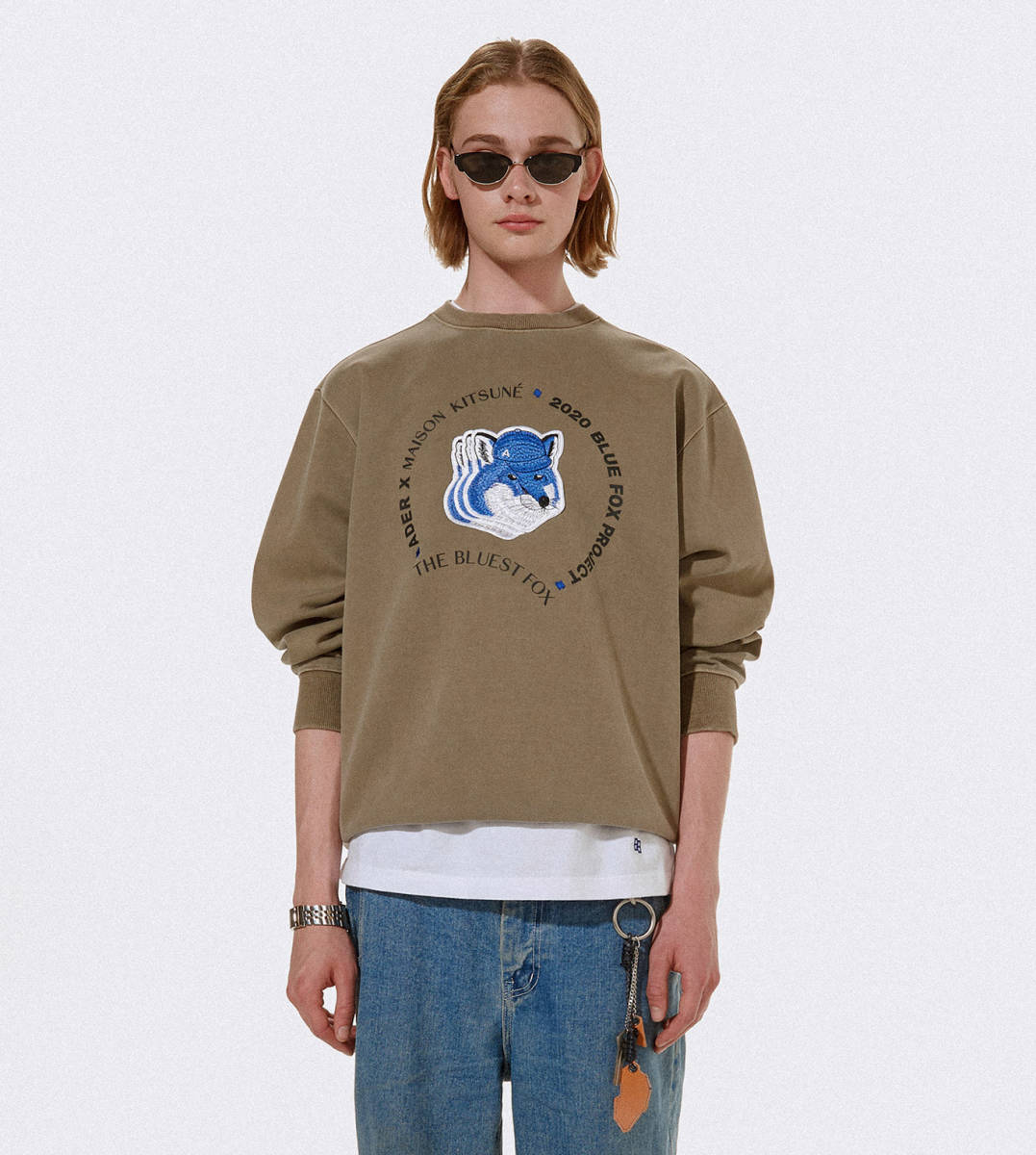 ADER ERROR×MAISON KITSUNE□Triple fox head sweatshirt White白 A2