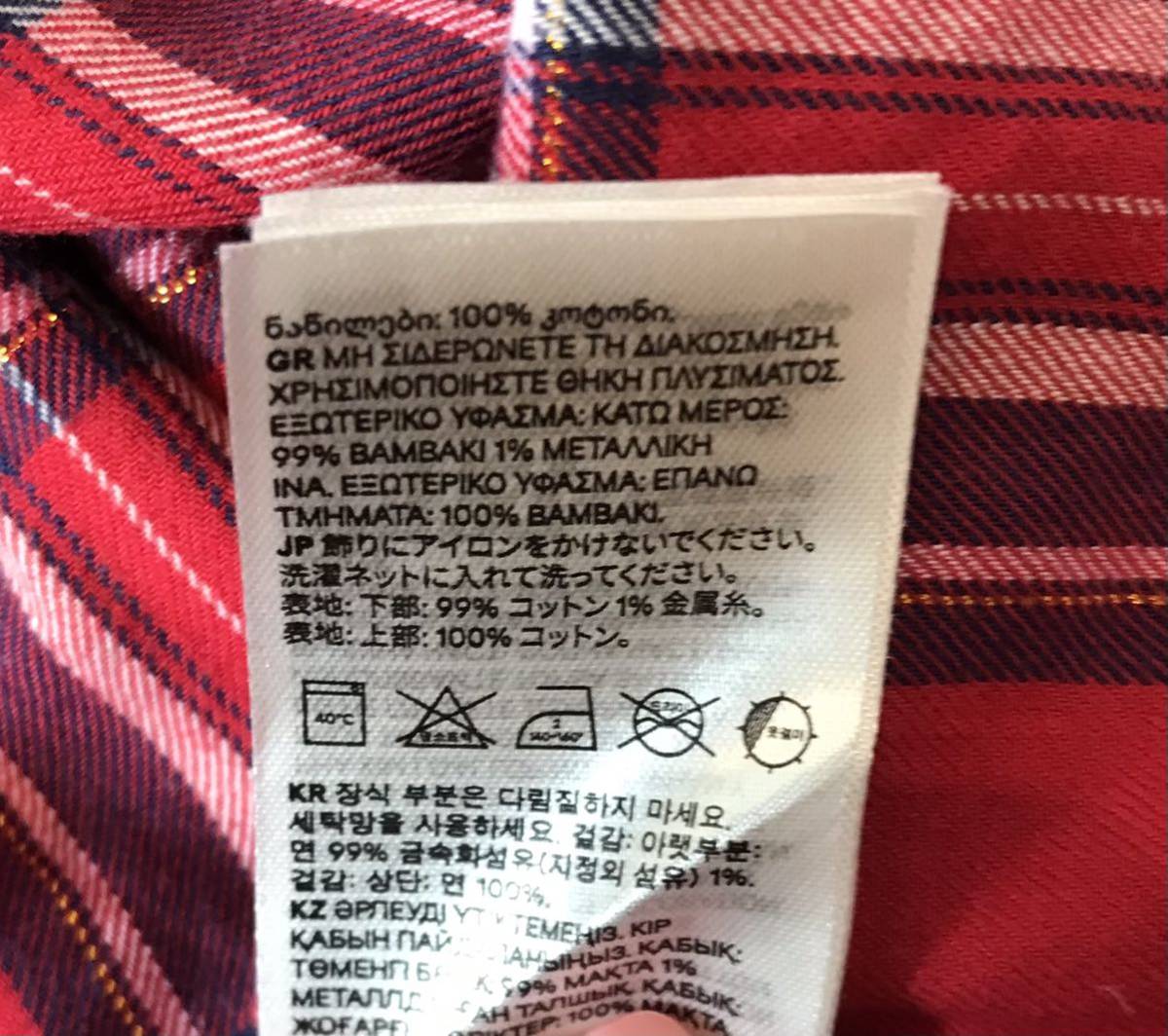 H&M☆可愛いチェック柄ニットワンピース☆ハートマーク☆赤☆US(8-10Y 