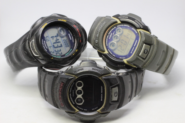 CASIO】G-SHOCK 中古時計ジャンク 未修理品 部品どり用 3個 ①