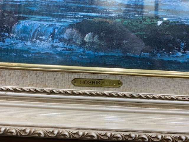 萩駿 油彩 風景画 渓流 柳瀬川 栃木 日本風景 昭和 絵画 260207-1 萩駿