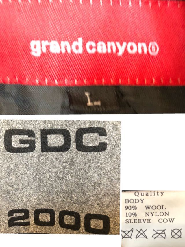 GDC grand canyon グランドキャニオン 袖レザーウールスタジャンL 黒
