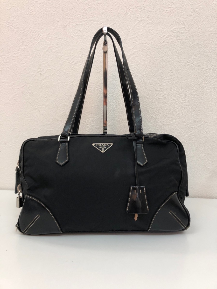 PRADA プラダ ナイロン ハンドバッグ 三角プレート 南京錠付き 
