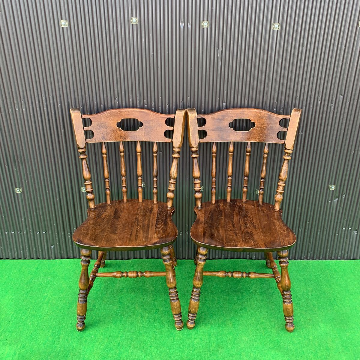 C765☆飛騨家具 柏木工 ウィンザーチェア ダイニングチェア 2脚セット