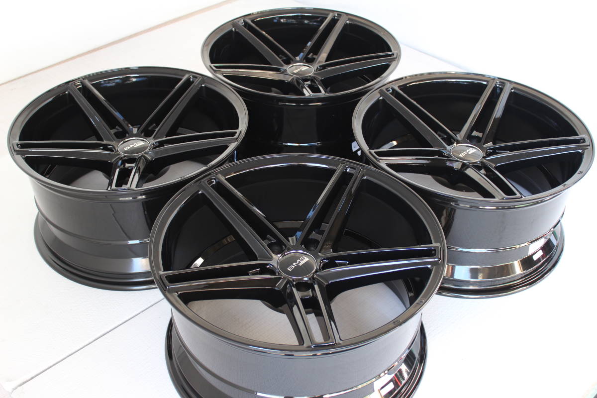 送料無料 18インチ 9J ＋15 5穴114.3 ブラック ホイール4本セット 9.0J  