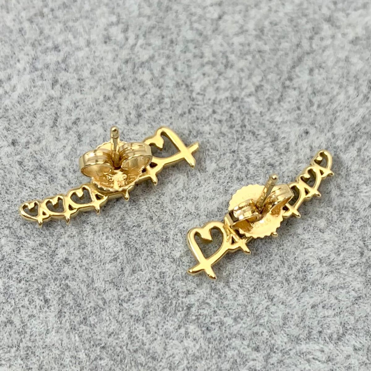 ティファニー TIFFANY & CO. K18 ラビングハート クライマー ピアス 