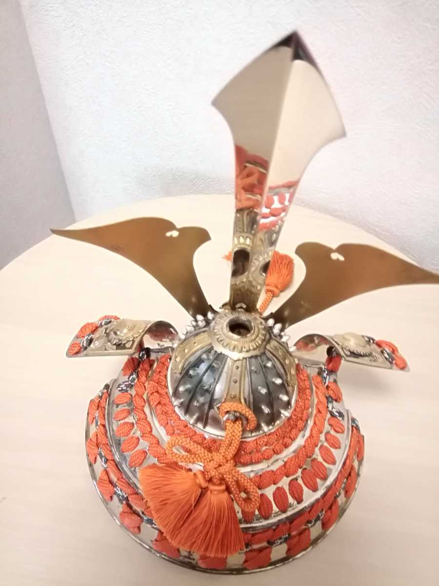 純銀 五月人形 銀細工 出世兜 彩色 森銀器製作所 純銀飾り兜 純銀