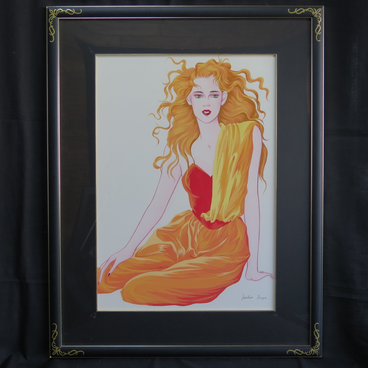 骨 久下じゅんこ モダンガール 仮題 水彩 M10号 ファッション イラスト 風 華やかな 美人 画 額装もおしゃれ インテリア 人物画 売買されたオークション情報 Yahooの商品情報をアーカイブ公開 オークファン Aucfan Com