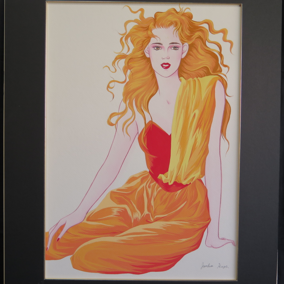 骨 久下じゅんこ モダンガール 仮題 水彩 M10号 ファッション イラスト 風 華やかな 美人 画 額装もおしゃれ インテリア 人物画 売買されたオークション情報 Yahooの商品情報をアーカイブ公開 オークファン Aucfan Com