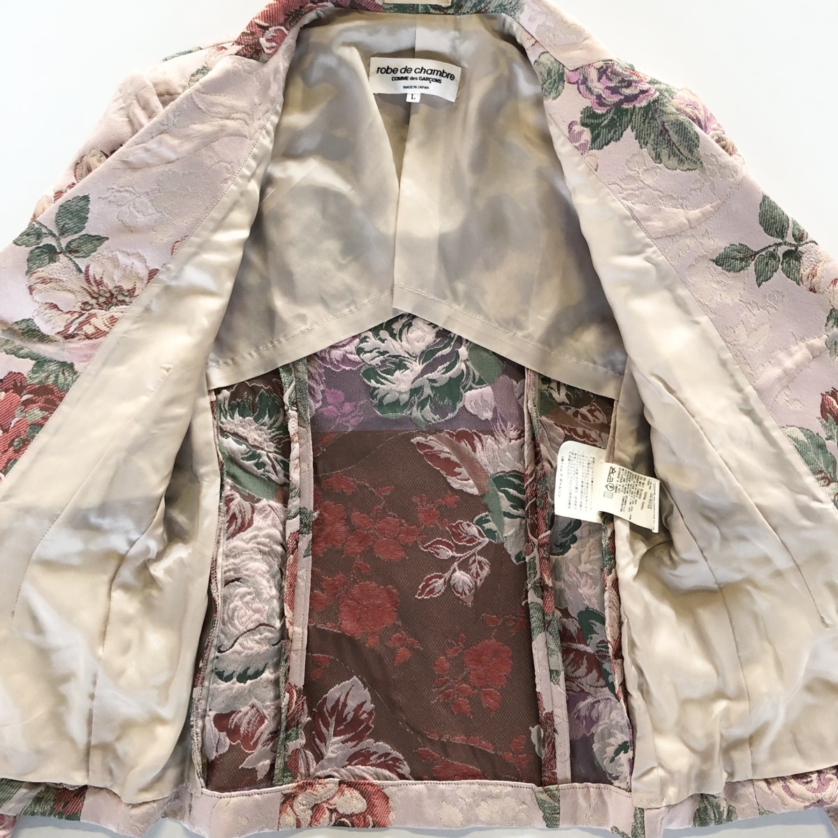 robe de chambre コムデギャルソンコート千鳥格子 花柄 ジャガード ☆robe de chambre COMME des GARCONS ローブドシャンブル