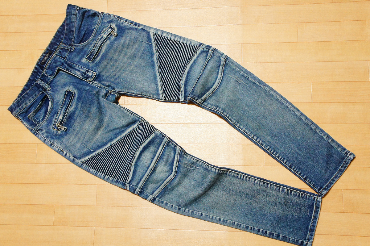 BALMAINバルマン スリムストレッチ 人気商品バイカーデニム/30†伊製 