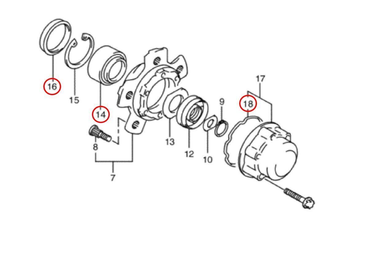 ジムニー　JB23/33/43 フロントハブ　ナックル　キングピン周りのOHセット1台分 フロントハブ ナックル 自動車 キングピンベアリング ジムニーJB23⁄33⁄43 キングピンOHセット1