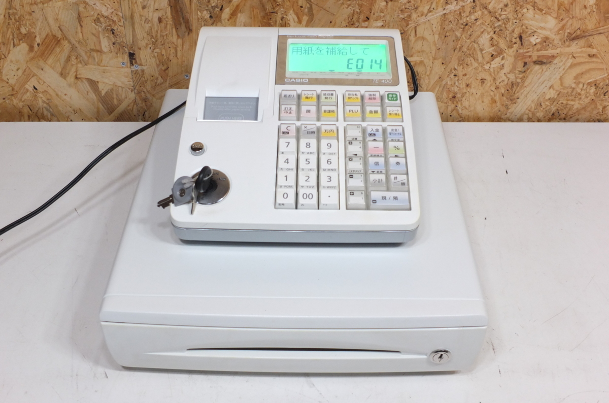 CASIO カシオ 電子レジスター TE-400 動作確認済 ※ドロア鍵欠品